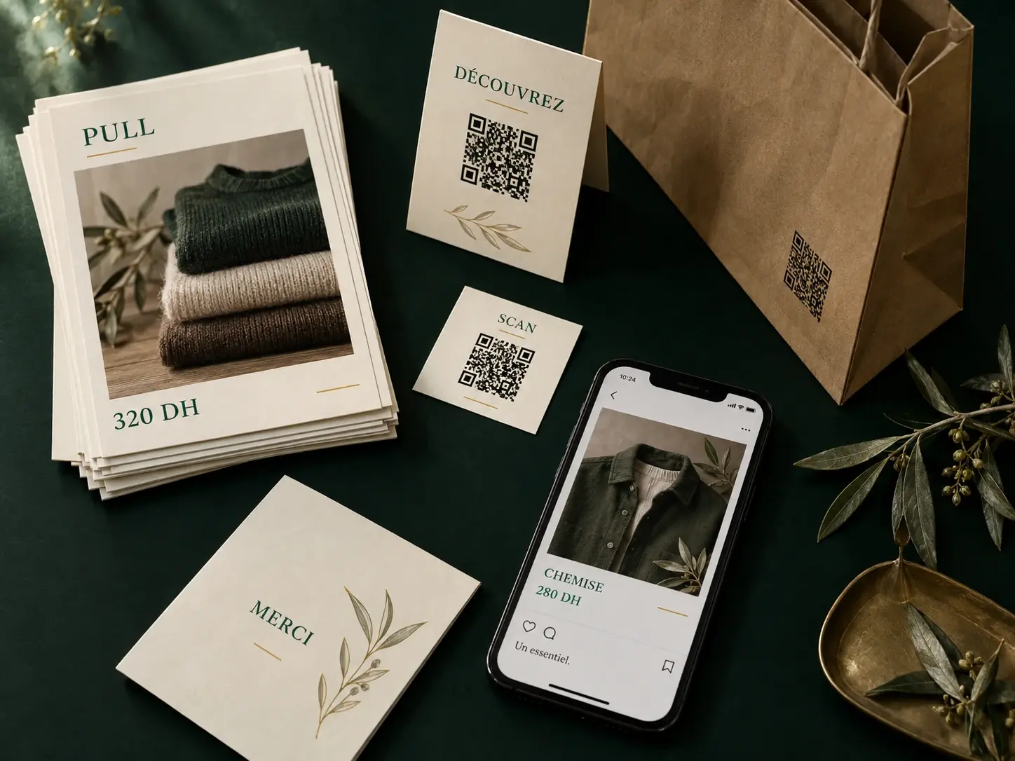 Supports marketing : flyers, QR codes, posts réseaux sociaux